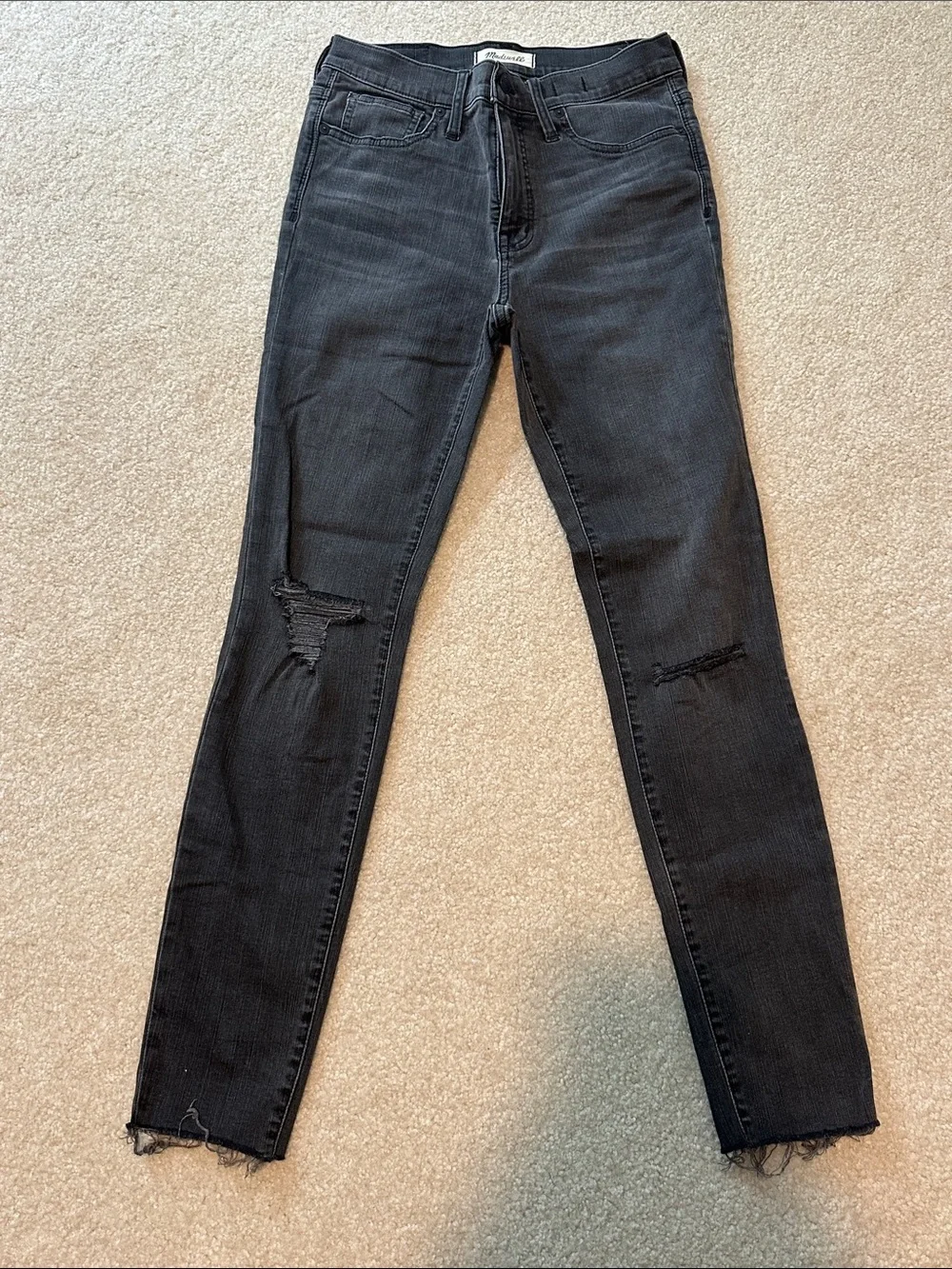 Madewell Black Distressed Skinny Jeans